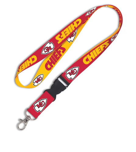 KANSAS CITY CHIEFS WINCRAFT RED REVERSIBLE LANYARD w/ DETACHABLE BUCKLE