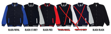 Load image into Gallery viewer, ACCESS MEN&#39;S VARSITY JACKET (BLACK/RED)