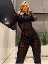 Load image into Gallery viewer, WOMEN&#39;S VELVET LEOPARD PRINT 1PC CATSUIT IN STORES NOW!