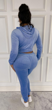 Load image into Gallery viewer, ACCESS LADIES 2PC ACTIVEWEAR VELVET JOGGER OUTFIT SET (BLUE)
