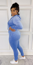 Load image into Gallery viewer, ACCESS LADIES 2PC ACTIVEWEAR VELVET JOGGER OUTFIT SET (BLUE)