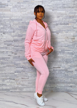 Load image into Gallery viewer, ACCESS LADIES 2PC ACTIVEWEAR/JOGGER ZIPDOWN FLEECE OUTFIT SET (LT.PINK)