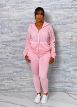Load image into Gallery viewer, ACCESS LADIES 2PC ACTIVEWEAR/JOGGER ZIPDOWN FLEECE OUTFIT SET (LT.PINK)