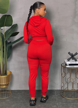 Load image into Gallery viewer, ACCESS WOMEN&#39;S 2PC ACTIVEWEAR ZIPDOWN CROP/JOGGER OUTFIT SET (RED)