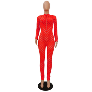 WOMEN'S RED HOLLOW OUT ONE PIECE JUMPSUIT IN STORES NOW!