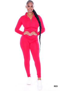 ACCESS LADIES 2PC ACTIVEWEAR ZIPPER HOODY OUTFIT SET (O/S FITS MOST)