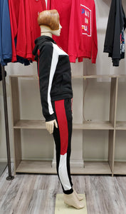 RedFox Women Tri-Color 2pc Jogging Set (Red/Black/White)