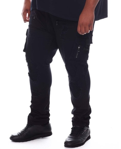 MAKOBI m1936 Shredded Jeans w/ Side Pockets (Black)