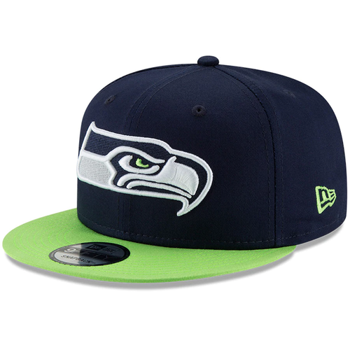 Seattle Seahawks New Era 2-Tone 9FIFTY Snapback Hat - College Navy/Neon Green