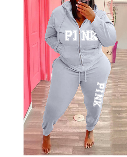 Women's 2pc Plus Size PINK Tracksuit (Grey) IN STORES NOW !