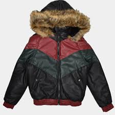 REDFOX DAKOMA PADDED BOMBER JACKET WITH FAUX FUR (BLK/RED/GRN)