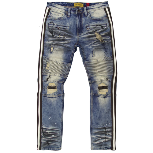 MAKOBI 1983 Shredded Jeans w/ Tape and Paint (Dirt wash)