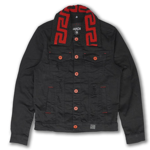 MAKOBI 1062 Denim Jacket w/ Sherpa Collar (Black)