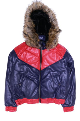 REDFOX DAKOMA PADDED BOMBER JACKET WITH FAUX FUR (RED/NAVY)