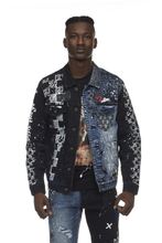 Load image into Gallery viewer, Smoke Rise Tally Blue/Black Color Block Denim Jacket
