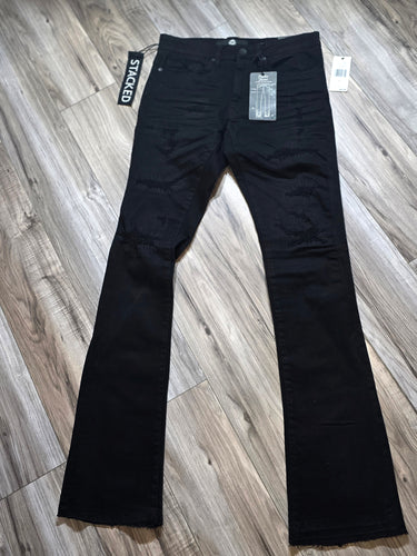 Jordan Craig Men Stacked Ripped and Repair Jeans Black (JTF990R)