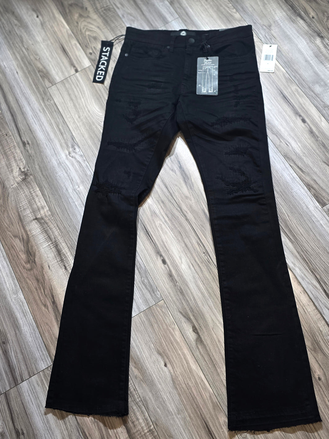 Jordan Craig Men Stacked Ripped and Repair Jeans Black (JTF990R)