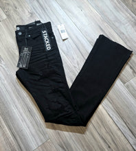Load image into Gallery viewer, Jordan Craig Men Stacked Ripped and Repair Jeans Black (JTF990R)