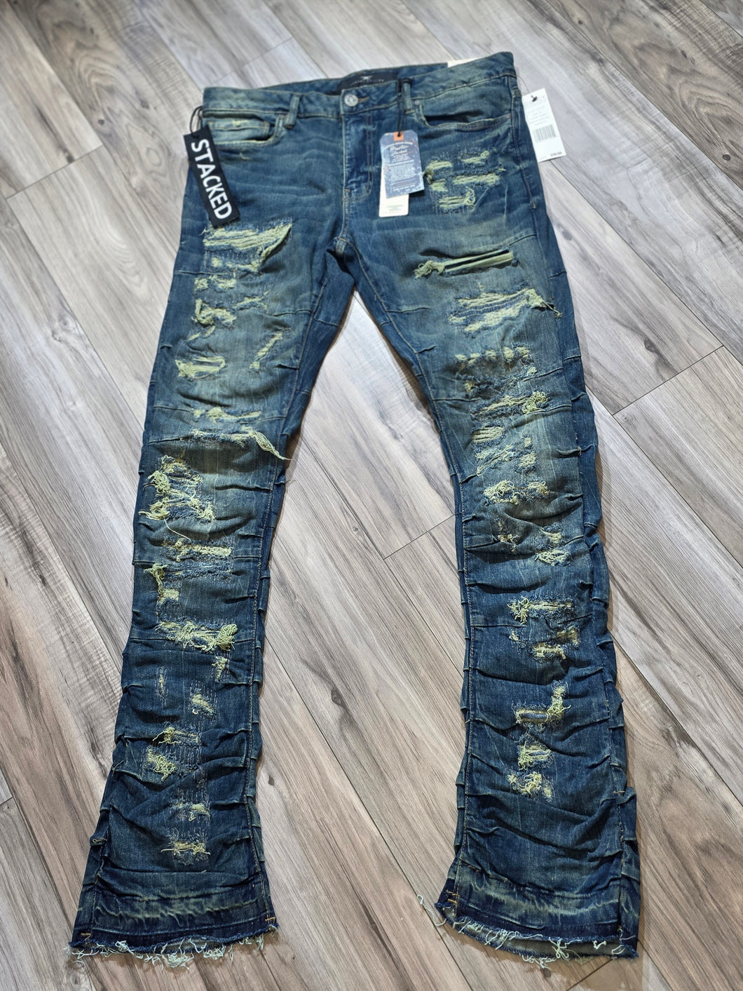 Jordan Craig Martin Stacked Ripple Effect Distressed Jeans (Lager) JTF1157