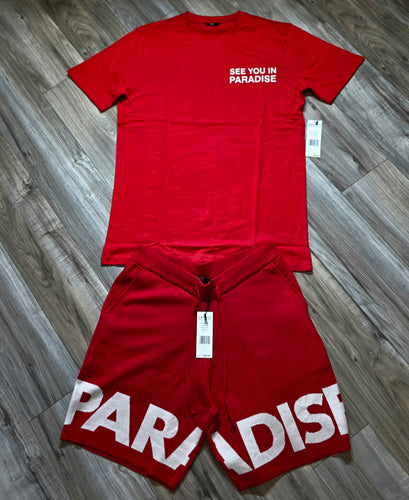 Jordan Craig Paradise T-Shirt & Paradise Knit Shorts (Red)