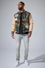 Load image into Gallery viewer, JORDAN CRAIG LIFE OF VICE VARSITY JACKET (VINTAGE CAMO)