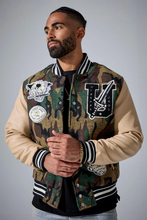 Load image into Gallery viewer, JORDAN CRAIG LIFE OF VICE VARSITY JACKET (VINTAGE CAMO)