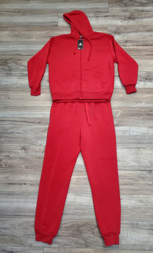 ACCESS MEN'S ZIPDOWN HOODIE 2PC SWEATSUITS ACTIVEWEAR OUTFIT (RED)