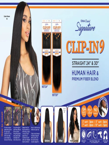 HARLEM 125 KIMA SIGNATURE 9PCS CLIP HAIR STRAIGHT 24