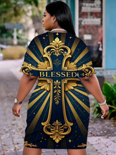 Load image into Gallery viewer, WOMEN'S PLUS SIZE "BLESSED" PRINT DRESS IN STORES NOW