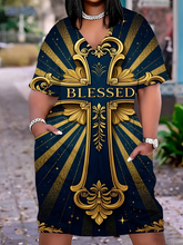 Load image into Gallery viewer, WOMEN'S PLUS SIZE "BLESSED" PRINT DRESS IN STORES NOW