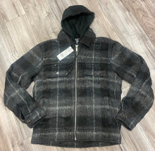 Load image into Gallery viewer, JORDAN CRAIG SYIP ZIPDOWN FLANNEL SHACKET W/ HOOD (BLACK SHADOW)