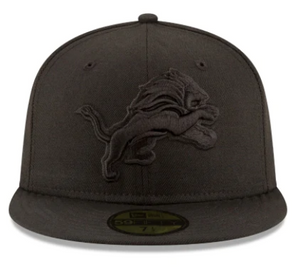 NEW ERA DETROIT LIONS BLACK ON BLACK 59FIFTY FITTED