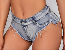 Load image into Gallery viewer, Dance WOMEN'S CHEEKY STRETCHY DENIM SHORTS W/ BACK POCKETS