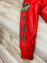 Load image into Gallery viewer, JORDAN CRAIG CHICAGO RHINESTONE BOMBER JACKET (RED)