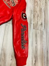 Load image into Gallery viewer, JORDAN CRAIG CHICAGO RHINESTONE BOMBER JACKET (RED)