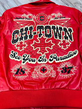 Load image into Gallery viewer, JORDAN CRAIG CHICAGO RHINESTONE BOMBER JACKET (RED)