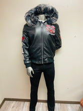 Load image into Gallery viewer, JORDAN CRAIG CHICAGO BOMBER JACKET W/ HOOD (BLACK)