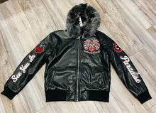 Load image into Gallery viewer, JORDAN CRAIG CHICAGO BOMBER JACKET W/ HOOD (BLACK)