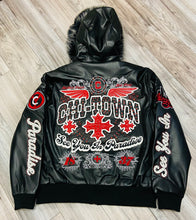 Load image into Gallery viewer, JORDAN CRAIG CHICAGO BOMBER JACKET W/ HOOD (BLACK)