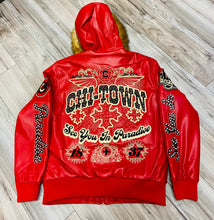 Load image into Gallery viewer, JORDAN CRAIG CHICAGO BOMBER JACKET W/ HOOD (RED)