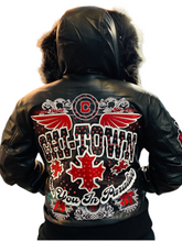 Load image into Gallery viewer, JORDAN CRAIG CHICAGO BOMBER JACKET W/ HOOD (BLACK)