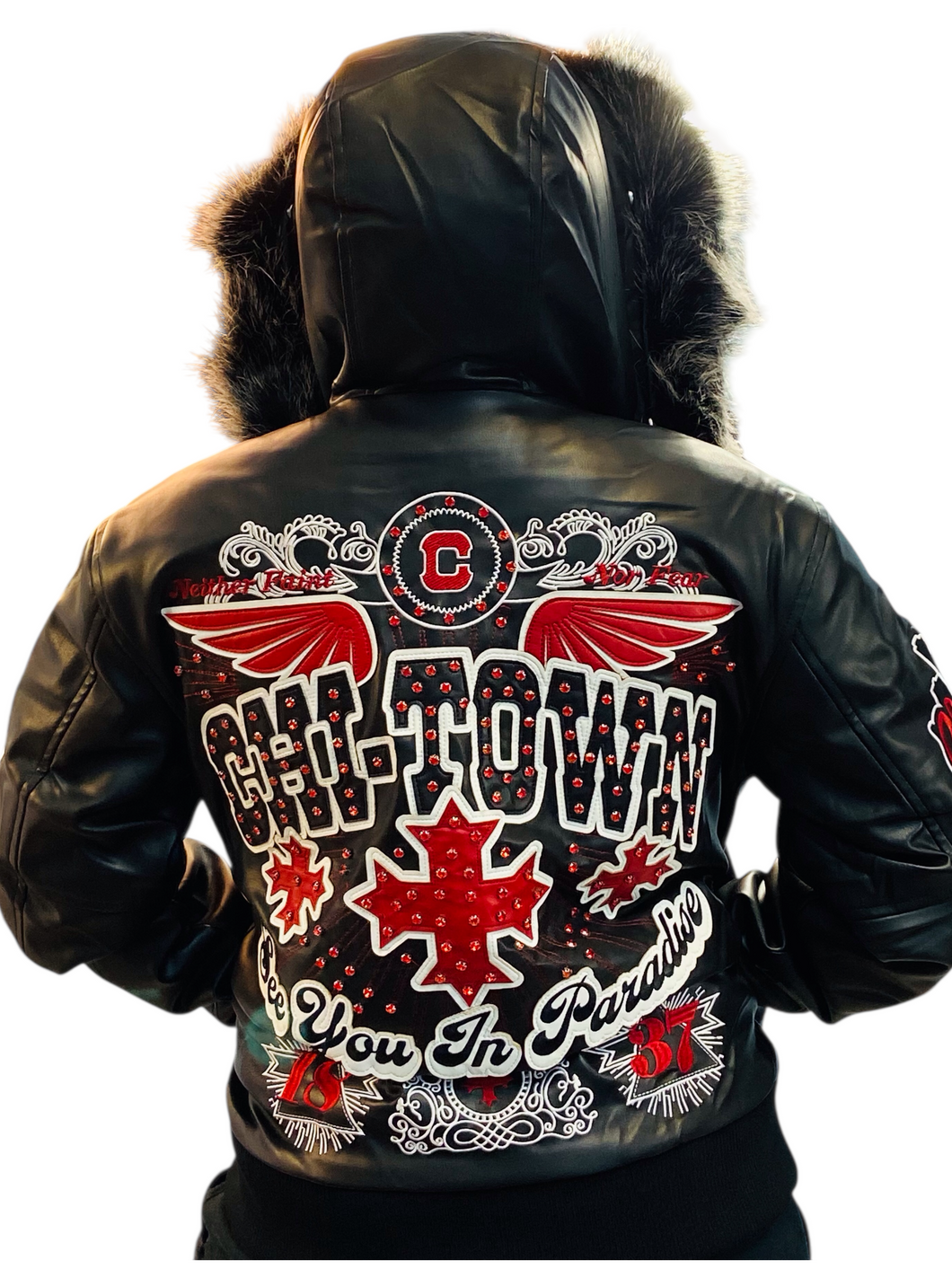 JORDAN CRAIG CHICAGO BOMBER JACKET W/ HOOD (BLACK)