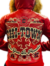 Load image into Gallery viewer, JORDAN CRAIG CHICAGO BOMBER JACKET W/ HOOD (RED)