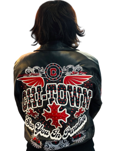 JORDAN CRAIG CHICAGO RHINESTONE BOMBER JACKET (BLACK)