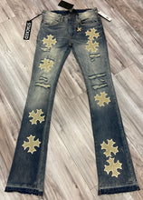 Load image into Gallery viewer, JORDAN CRAIG SYIP VEGAN LEATHER CROSS PATCH JEANS JTF2266 (DESERT STORM)