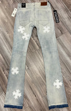 Load image into Gallery viewer, JORDAN CRAIG SYIP VEGAN LEATHER CROSS PATCH JEANS JTF2266 (ICED WHITE)