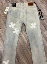 Load image into Gallery viewer, JORDAN CRAIG SYIP VEGAN LEATHER CROSS PATCH JEANS JTF2266 (ICED WHITE)