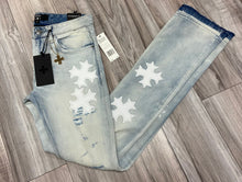 Load image into Gallery viewer, JORDAN CRAIG SYIP VEGAN LEATHER CROSS PATCH JEANS JTF2266 (ICED WHITE)