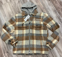 Load image into Gallery viewer, JORDAN CRAIG SYIP ZIPDOWN FLANNEL SHACKET W/ HOOD (KHAKI)