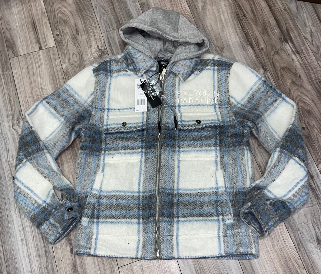 JORDAN CRAIG SYIP ZIPDOWN FLANNEL SHACKET W/ HOOD (LT BLUE)
